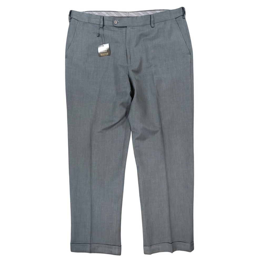 Enro Dress Pants Mens 40 Gray Excellent Cuffed Flat Front
